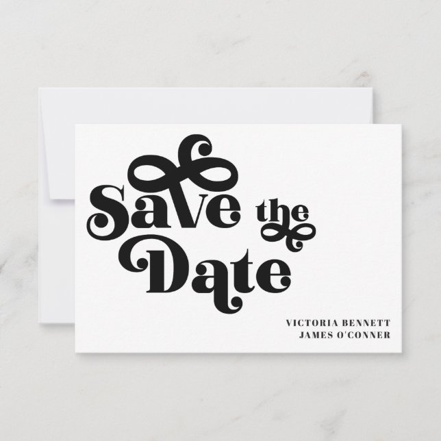 Retro 1970-tals typografi bröllop Save the Date (Framsida)