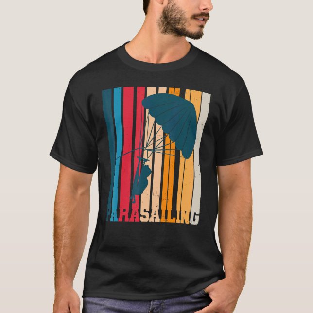Retro 1970's Stil Parasailing Parasail Parasaile T Shirt (Framsida)