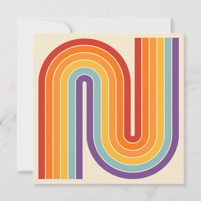 Retro 1970s Style Arched Stripes Geometric Pattern Inbjudningar (Framsida)