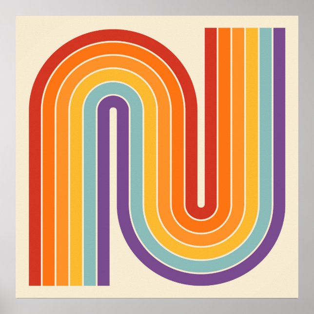 Retro 1970s Style Arched Stripes Geometric Pattern Poster (Framsidan)