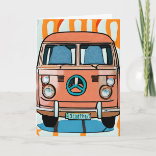 Retro 1970's Van   Groovy Birthday Kort