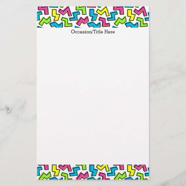 Retro 1980:s Coola Cute 80:e Memphis Mönster Brevpapper (Framsida)