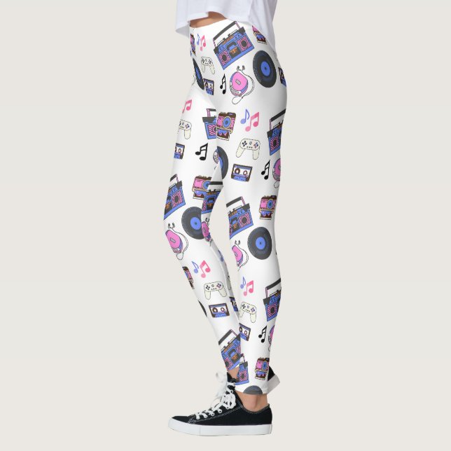 Retro 1980-tal Musik Nostalgisk Leggings (Vänster)