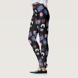 Retro 1980-tal Musik Nostalgisk Leggings