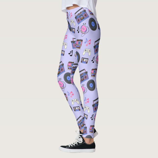 Retro 1980-tal Musik Nostalgisk Leggings (Vänster)