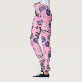Retro 1980-tal Musik Nostalgisk Leggings