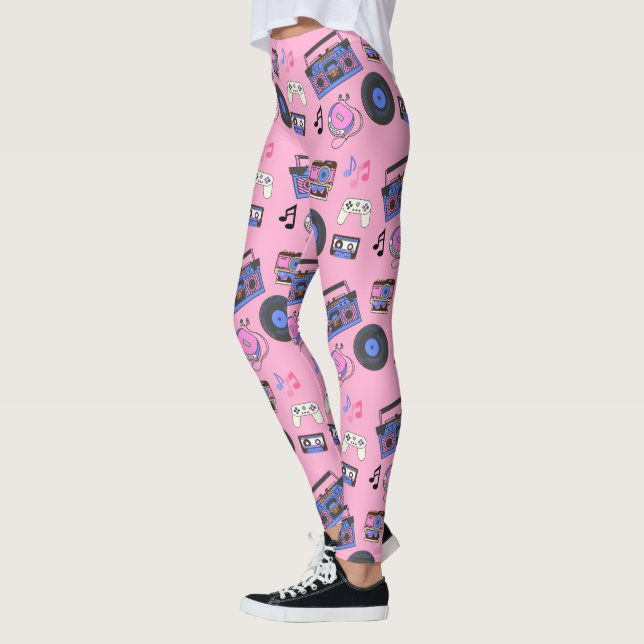 Retro 1980-tal Musik Nostalgisk Leggings (Vänster)