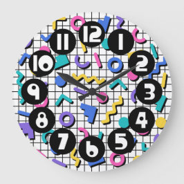 Retro 1980-talet/1990-talet Memphis Stil Stor Klocka
