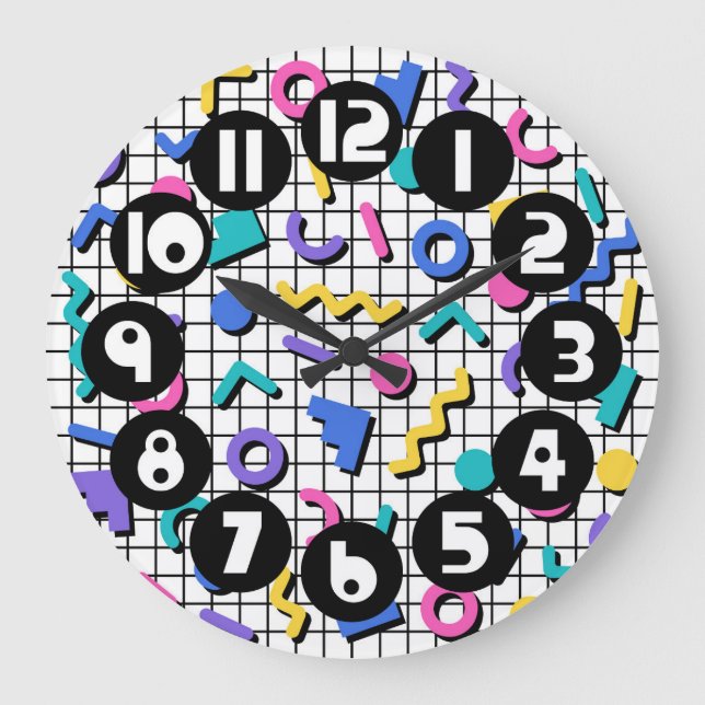 Retro 1980-talet/1990-talet Memphis Stil Stor Klocka (Framsida)