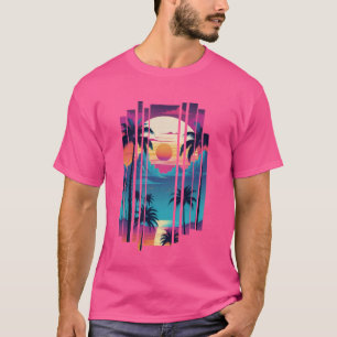 Retro 1980-talet 1990-talet Vaporwave Palmträd Sol T Shirt