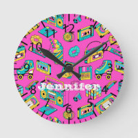 Retro 1980-talet Neon Rosa Teal Mönster Pop Art Mu