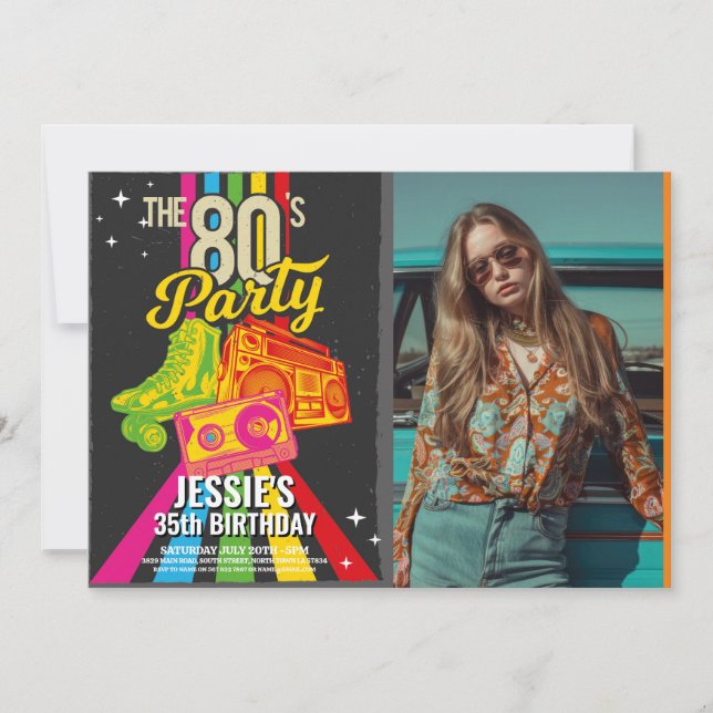Retro 1980-talets födelsedag 80-årsjubileum Party  Inbjudningar (Framsida)