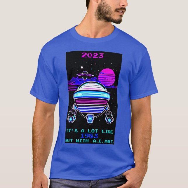 Retro 1980-talets synthwave A.I. Art Novelty Arcad T Shirt (Framsida)
