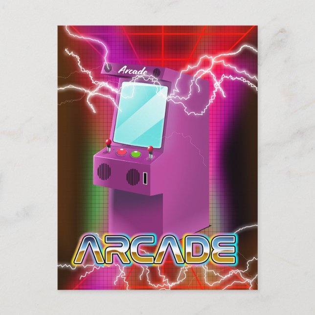 Retro 1980-tals arkadhall vykort (Framsida)