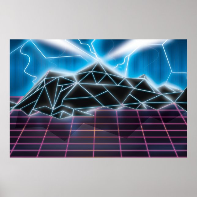 Retro 1980-tals grafik för tv-spel poster (Framsidan)