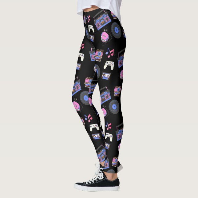 Retro 1980's Era Music Nostalgic Leggings (Vänster)