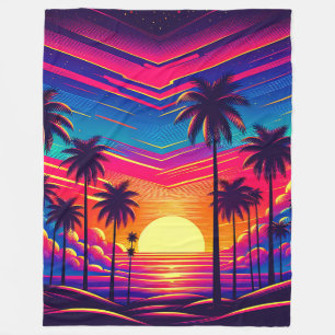 "Retro 1980's: Sunset at the Beach" Fleecefilt