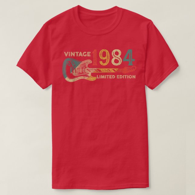 Retro 1984-födelsedagspresent för manar Guitar Pla T Shirt (Design framsida)