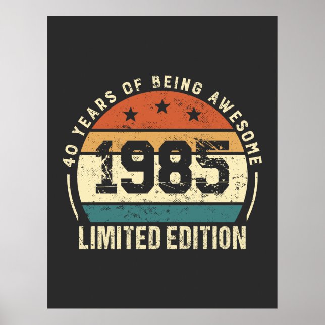 Retro 1985 Födelsedagsidé för 40-årsjubileum Poster (Framsidan)