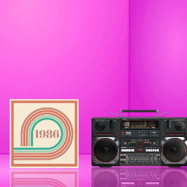 Retro 1986 40-års födelsedags korall boho-randig inbjudningar
