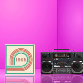 Retro 1986 40-års födelsedagskort Korall Boho-ränd Inbjudningar
