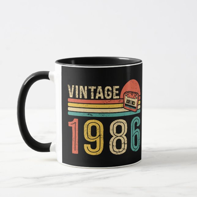 Retro 1986 Födelsedagsband Nostalgisk Födelsedag Mugg (Vänster)