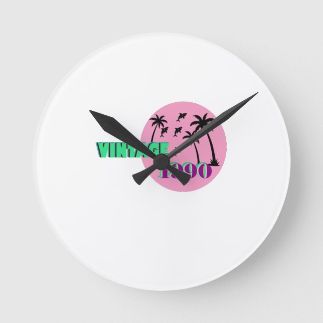 Retro 1990 Birthday Gift Rund Klocka (Framsida)