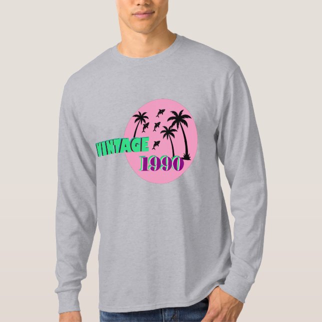 Retro 1990 Födelsedagspresent T Shirt (Framsida)