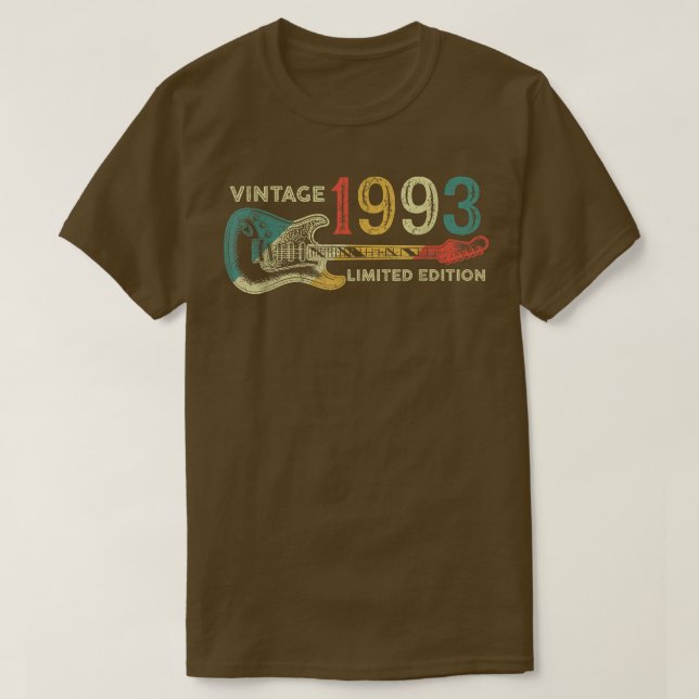 Retro 1993-födelsedagspresent för manar Guitar Pla T Shirt (Design framsida)