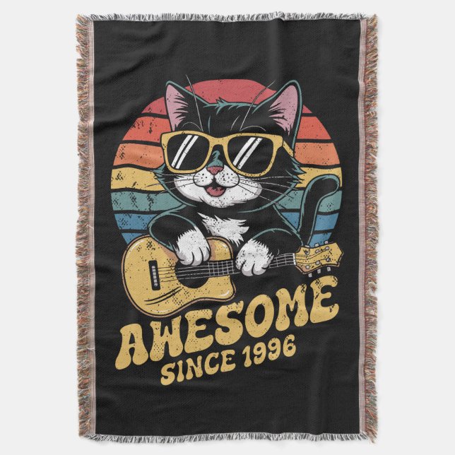 Retro 1996 Birthday Cat Lover Ukulele 30th Bday  Filt (Framsidan Vertikal)