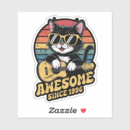 Retro 1996 Birthday Cat Lover Ukulele 30th Bday  Klistermärken