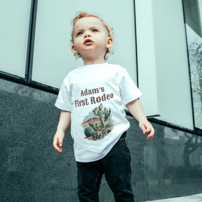 Retro 1:a födelsedagsfirande med western och kaktu t shirt (Skapare uppladdad)