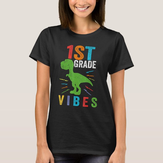 Retro 1:a Vibes Trex Lärare Student Undervisning B T Shirt (Framsida)