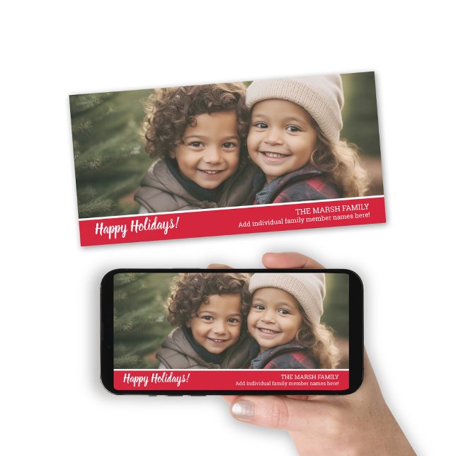 Retro 1-foto med vitskript jul Hälsning Julkort (Panoramic or Horizontal Photo with a Christmas Greeting)