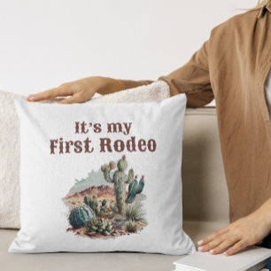 Retro 1st First Rodeo Western Cactus Birthday Kudde