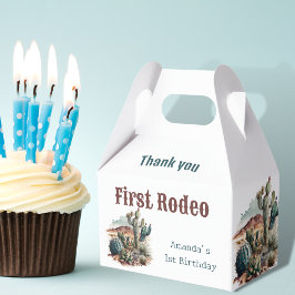 Retro 1st First Rodeo Western Cactus Birthday Presentaskar