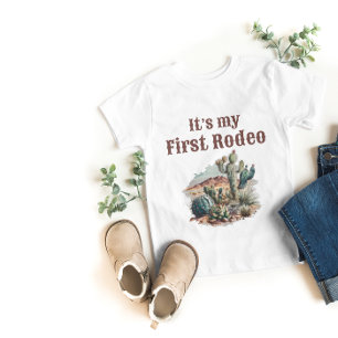 Retro 1st First Rodeo Western Cactus Birthday T Shirt