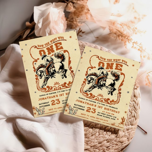 Retro 1st Rodeo Western Cowboy Birthday Inbjudningar (Skapare uppladdad)