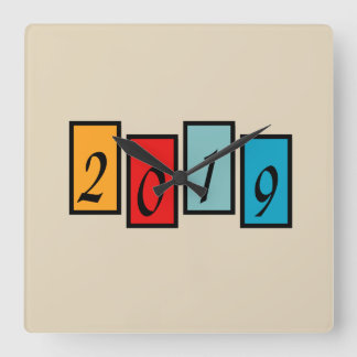 Retro 2019 fyrkantig klocka