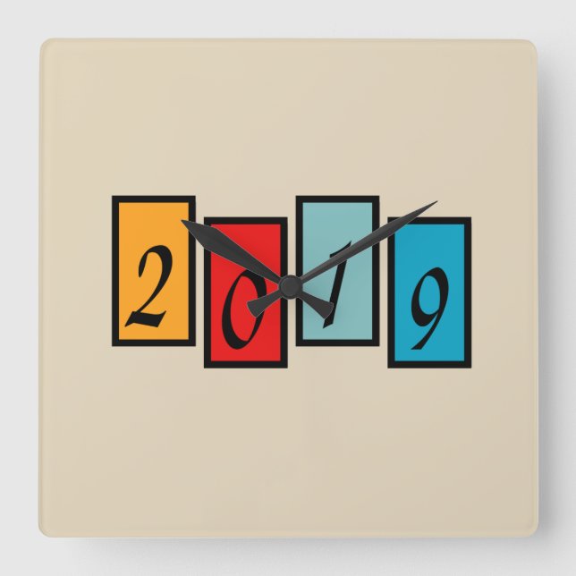 Retro 2019 fyrkantig klocka (Framsida)
