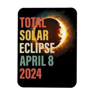 Retro 2024 Total Solar Eclipse 8 april Magnet