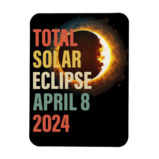 Retro 2024 Total Solar Eclipse 8 april Magnet (Vertikal)