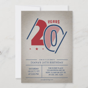 Retro 20:e födelsedagen inbjudningar