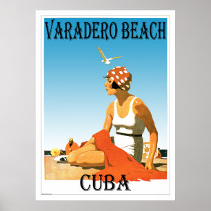 Retro 20-tal för vintage för Varadero strandKuba Poster