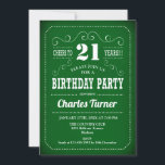 Retro 21:a födelsedagen Party - Grönt vit Inbjudningar<br><div class="desc">21:a födelsedagsbjudan. Grönt och vit vuxen födelsedag för manar eller kvinnor. Med återtypografiskt skriptteckensnitt. Skål till 21 år! Elegant inbjudan-kortets perfekt för en milstolpe i snyggten i firande.</div>