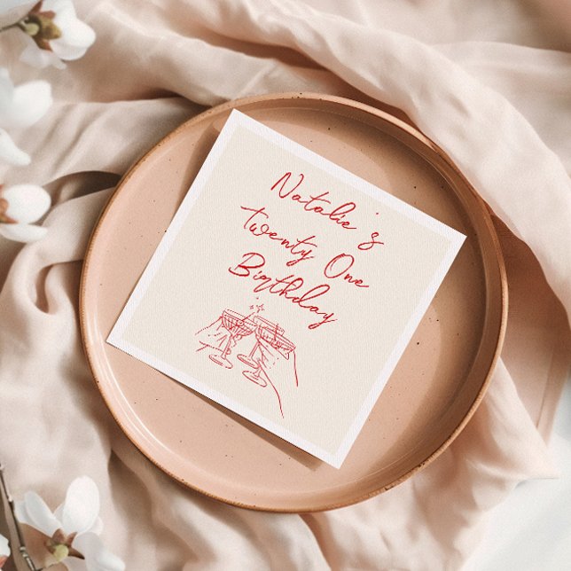 Retro 21:a Hand plockade Martini-Roligtens Födelse Pappersservett (Skapare uppladdad)