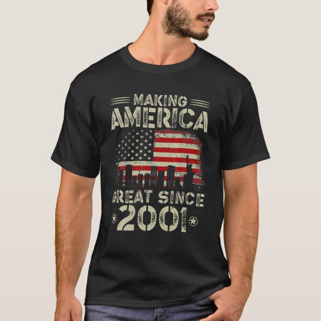 Retro 21:e födelsedag USA flagga Skapar Amerika Un T Shirt (Framsida)