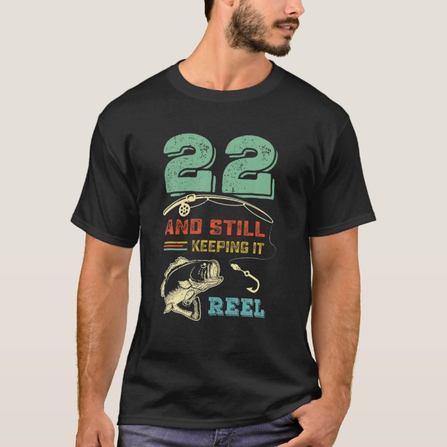Retro 22:a födelsedagsfisket efter turing 22 fiska t shirt (Framsida)