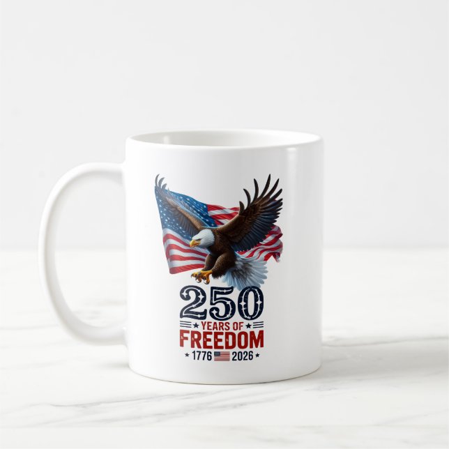 Retro 250 år av frihet USA Patriotiskt 4 juli Kaffemugg (Vänster)