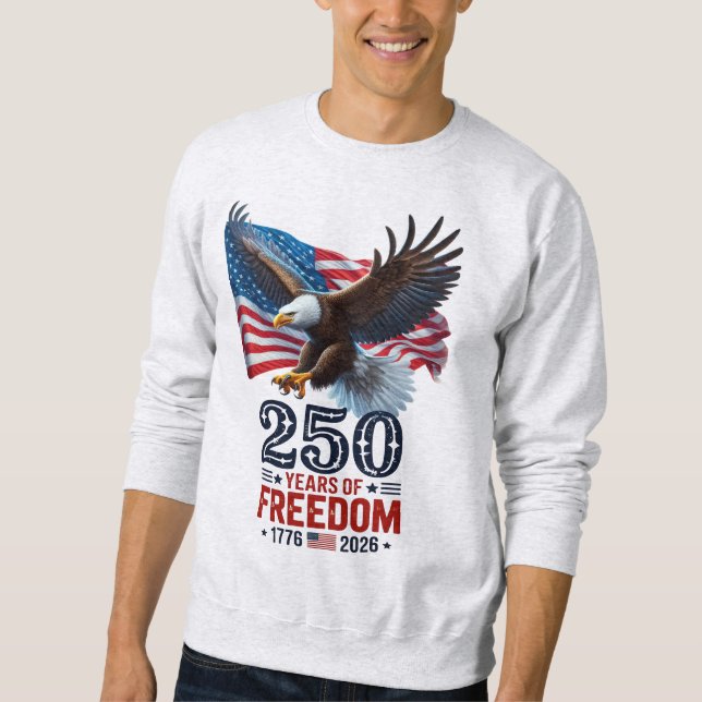 Retro 250 år av frihet USA Patriotiskt 4 juli Lång Ärmad Tröja (Framsida)